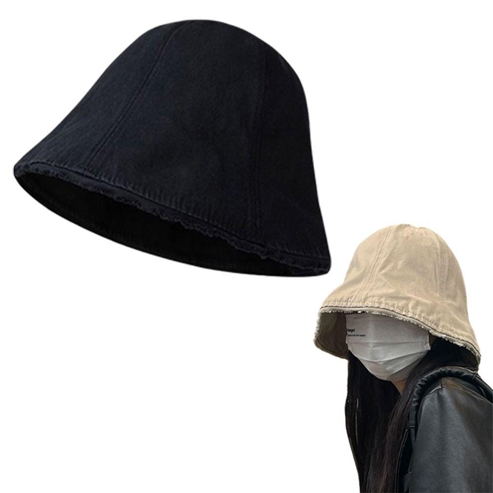 Large Brim Women's Bucket Hat Sun Protection Cotton Basin Hat Fashionable Panama Sun Cap  Beach