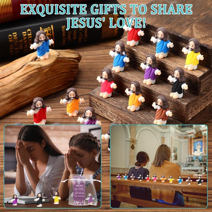 Баридат 50 шт. Маленькие фигурки Иисуса оптом Маленькие пасхальные игрушки Иисуса Крошечная фигурка Иисуса Мини-кукла Христос Спаситель Иисус с 50 машинами