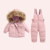 Children's Fashionable and Versatile Lightweight, Soft and High-quality Fabrics Thickened Warm White Duck Down Padded Jacket Two-piece Set