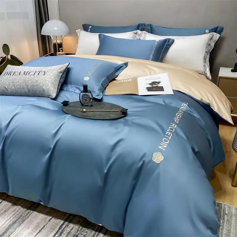 4 шт./комплект, легкий роскошный комплект из четырех предметов из ледяного шелка, шелковое одеяло, летнее постельное белье для общежития, высококачественные удобные простыни, покрывала, комплекты