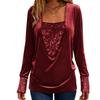 Women's Solid Color Fashionable Casual Gold Velvet Long Sleeved Pullover Top