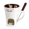Ceramic Chocolate Fondue Mug Cheese Fondue Cups with Forks Personal Chocolate Melting Cup for Cheese Butter Snacks Tealight Candle Mini Simmer Gift