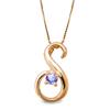 Initial Pink Gold Alphabet Necklace with Your Choice of Birthstone and Tanzanite [S] (December)
