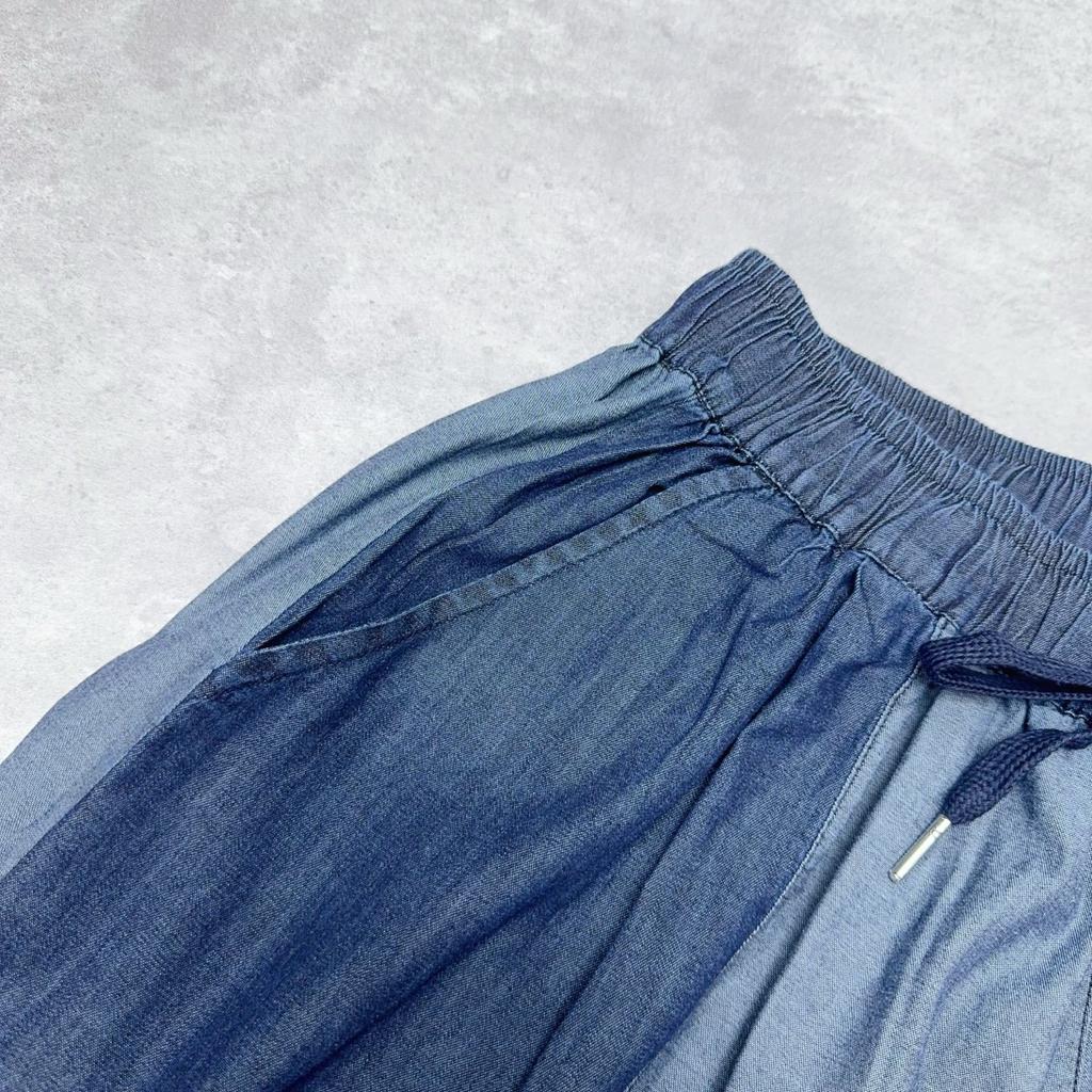 Johnature Japanese Patchwork Denim Retro Versatile Elasticated Waist Drawstring Patchwork Summer Thin Women Pants