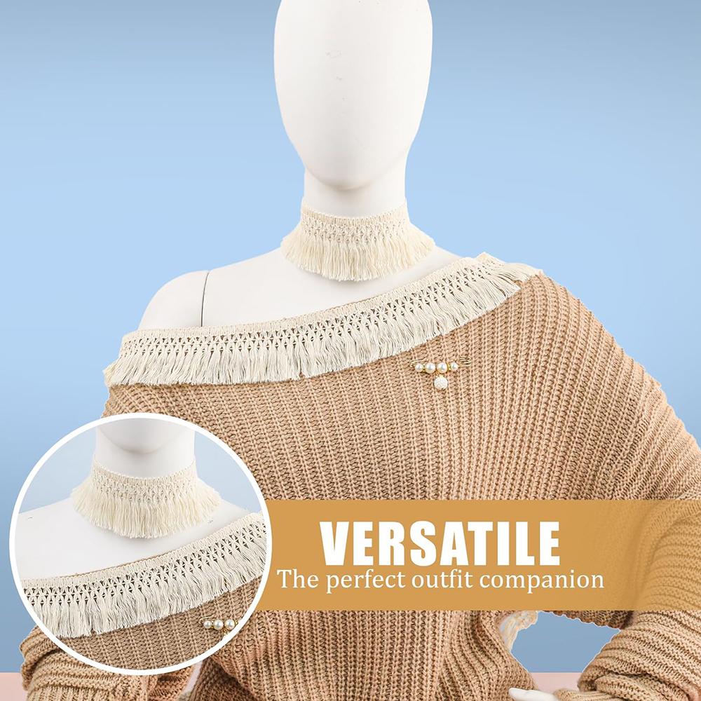 Boho Long Fringe Trim 2.36"Wide Tassel Fringe Trim for Clothes Lamp Shade