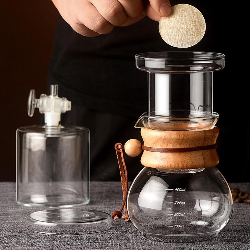 Ice Drip Coffee Maker Clear Glass Cold Brew Coffee Maker Set with Adjustable Water Flowing for Household Tea Room 400ml