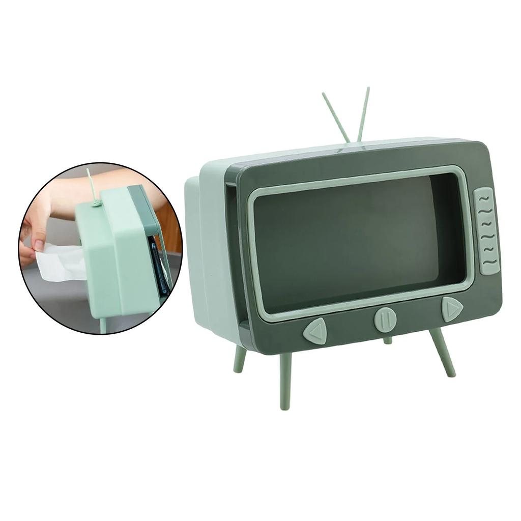 2 в 1 Подставка-держатель для телефона в форме телевизора, Диспенсер для салфеток, Органайзер для салфеток