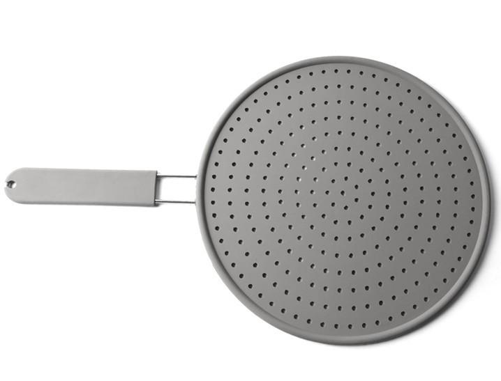 Silicone Kitchen Splatter Screen with Handle Heat-resisting Oil Splash Guard Drain Board Cover Kitchen Frying Pan Lid