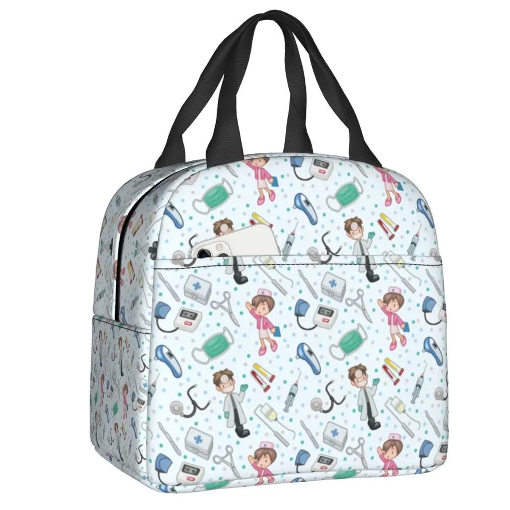 Забавный узор медсестры изолированный ланч-бокс для женщин водонепроницаемый мультфильм медсестры термохолодильник бенто бокс офис пикник путешествия