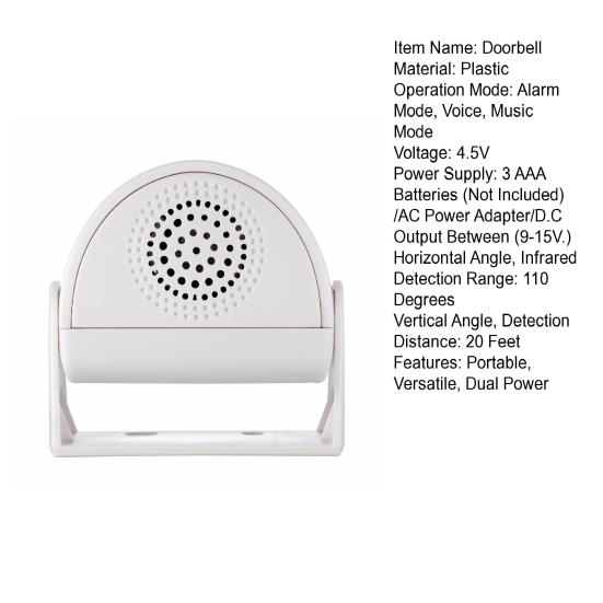 Motion Sensor Doorbell with 90dB Alarm Infrared Welcome Chime for Store Entrance Portable Anti-Theft Alert for Home Business Use