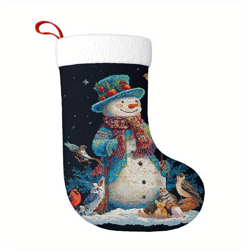 Christmas decoration fireplace hanging stocking 1pc Festive Snowman Christmas Stocking with Illuminated Design