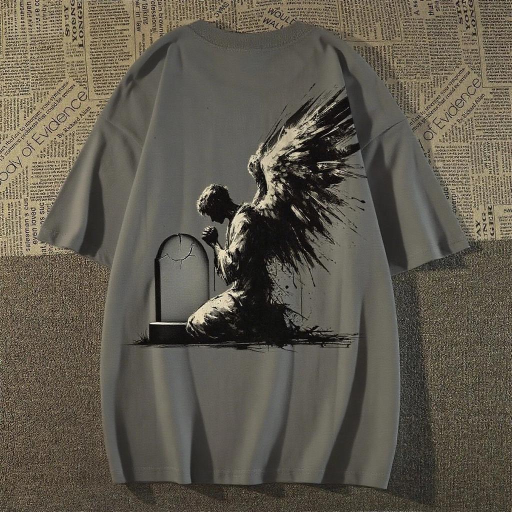 2025 Американский Дьявольский Стиль Принтованная Футболка с Коротким Рукавом Летний Повседневный Модный Топ Круглый Вырез Хлопок Прохладная Дышащая Футболка