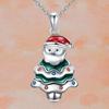 Christmas Santa Geometric Pendant Necklace With Micro Inlaid Alloy For Holiday Celebration