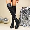 Женские длинные ботфорты выше колена, с круглым носком, на высоком каблуке, ботфорты до бедра, зимние ботильоны на толстом каблуке для женщин