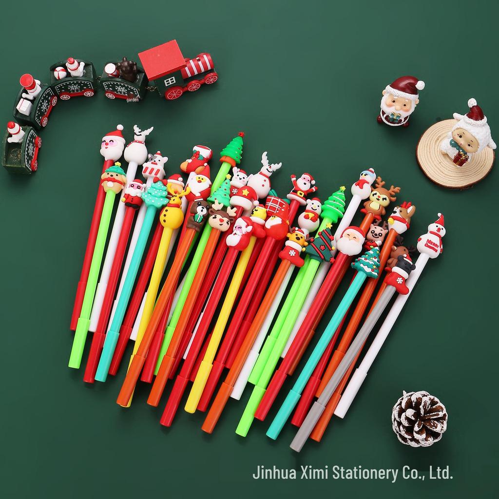 Рождественская мультяшная шариковая ручка в виде Санта-Клауса - Милые и креативные студенческие канцелярские товары