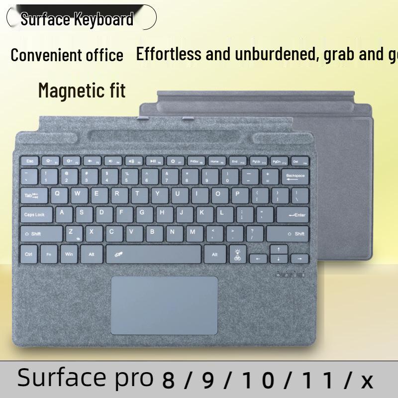 Совместимый чехол-клавиатура для Microsoft Surface Pro 8/9/10/11 с магнитной фиксацией, семицветной подсветкой и тачпадом