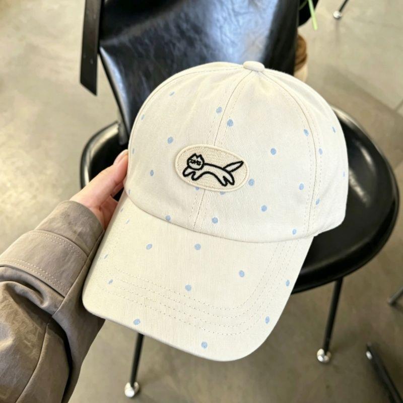 Korean Ins Cute Polka Dot Kitten Baseball Cap Children Spring And Summer Versatile Wide Brim Sunshade Sports Hat