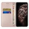 For iPhone 15 Pro Carbon Fiber Texture PU Leather+TPU Wallet Case Stand Phone Cover
