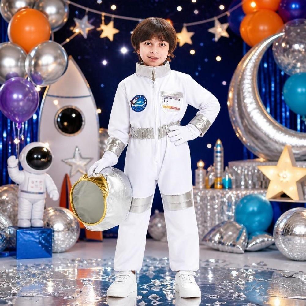 Jumpsuit Spaceman Costume With Hat Cosplay Costume Dress Up Space Suit Carnival Party
