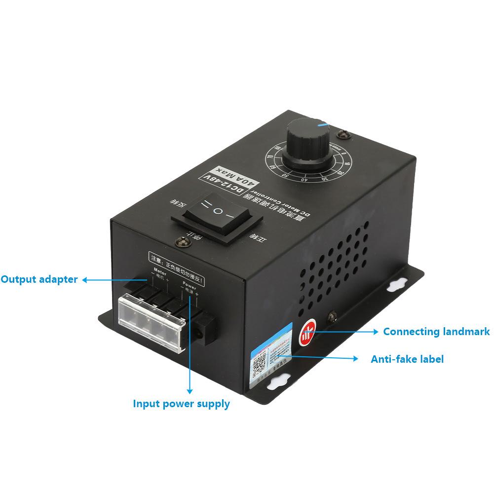 DC 12V~48V 40A Щеточный двигатель Регулятор скорости Модуль управления Электрический контроллер