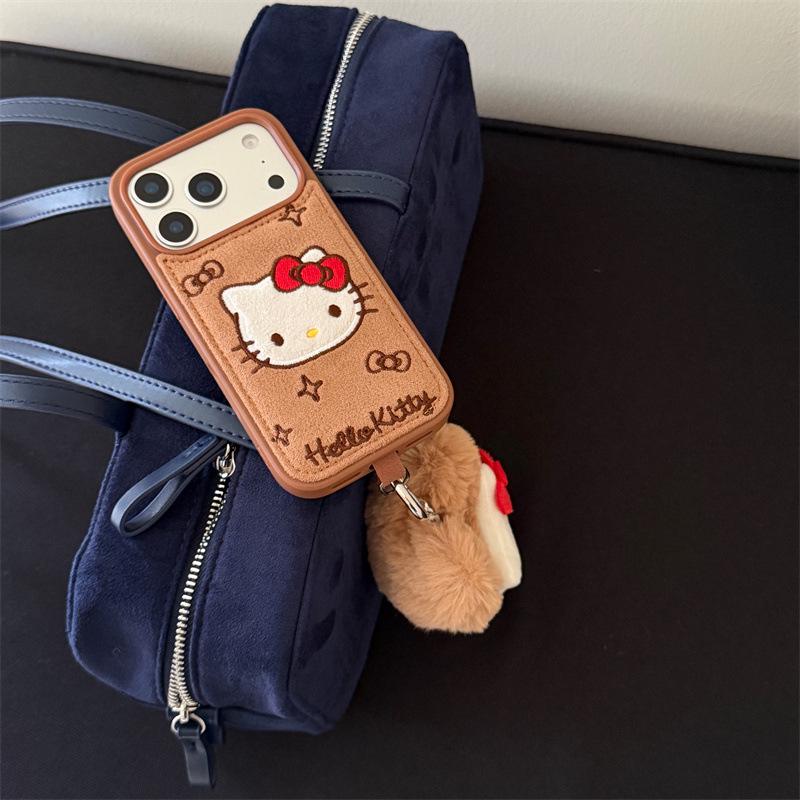 Нишевый вышитый джинсовый чехол Hello Kitty для iPhone 16 Pro Max/15/14 - Новое женское издание