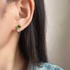 Винтажные Серьги-кольца из нержавеющей стали золотого цвета Модные Серьги-кольца с зеленым, белым, синим кубическим цирконием Трендовые Украшения