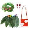 Halloween Costume for Girls Chirdren Summer Red and Green Floral Hawaiian Party Dress with Wreath Outfit for Halloween