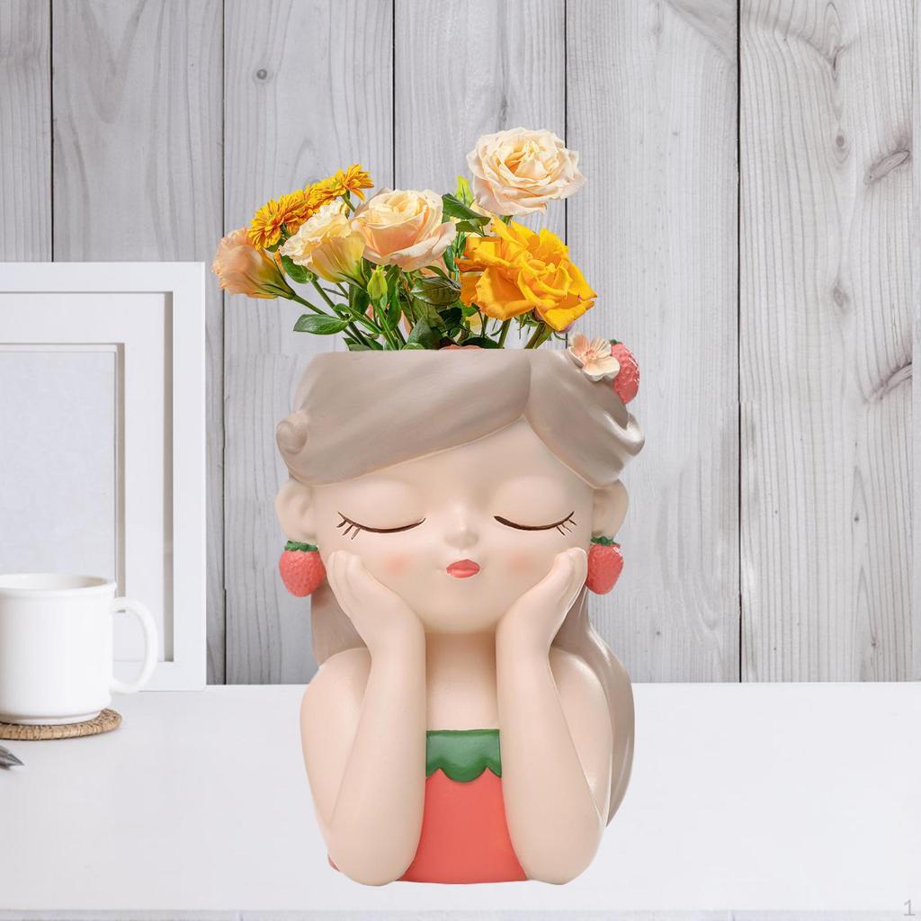 Ваза-бюст, комнатный цветочный горшок, декоративная фигурка в форме девушки-цветочницы, кашпо для офиса, балкона