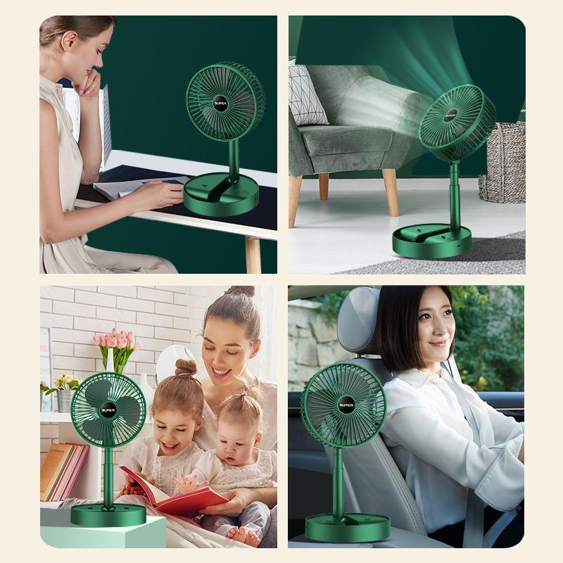 Stand Fan 6 Inch Folding Portable Telescopic Floor/USB with Rechargeable Battery 3 Speeds Super Quiet Adjustable Height