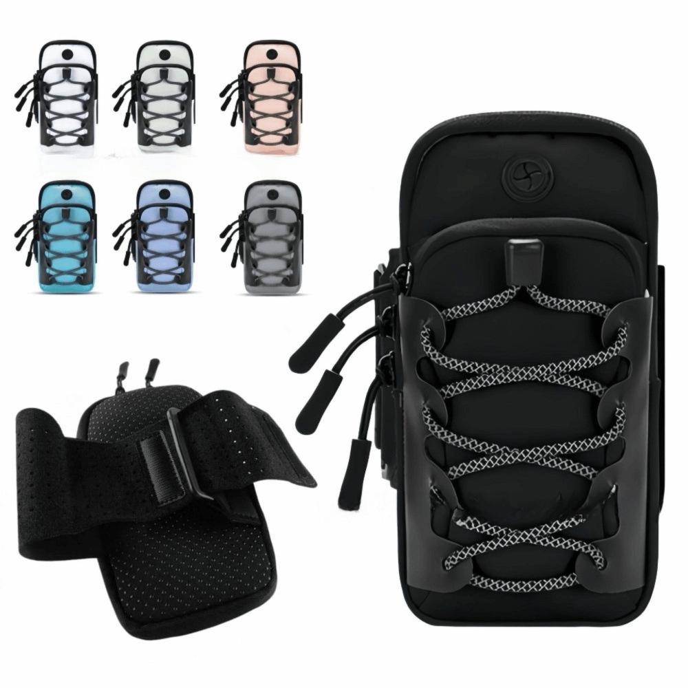 Reflective Cord Trim Sports Arm Bag Double Zipper Outdoor Pouch Reusable Wrist Pouch Cycling