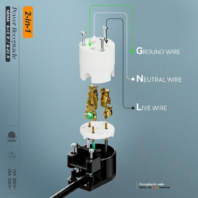 Нейлоновая электрическая розетка NEMA 6 15R 20R, 250 В, 15 А, 20 А, для мощных устройств