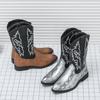Мужские ковбойские сапоги в стиле вестерн, мотоциклетные сапоги с острым носком, ретро-обувь на молнии из кожи, мужские туфли больших размеров с высоким верхом