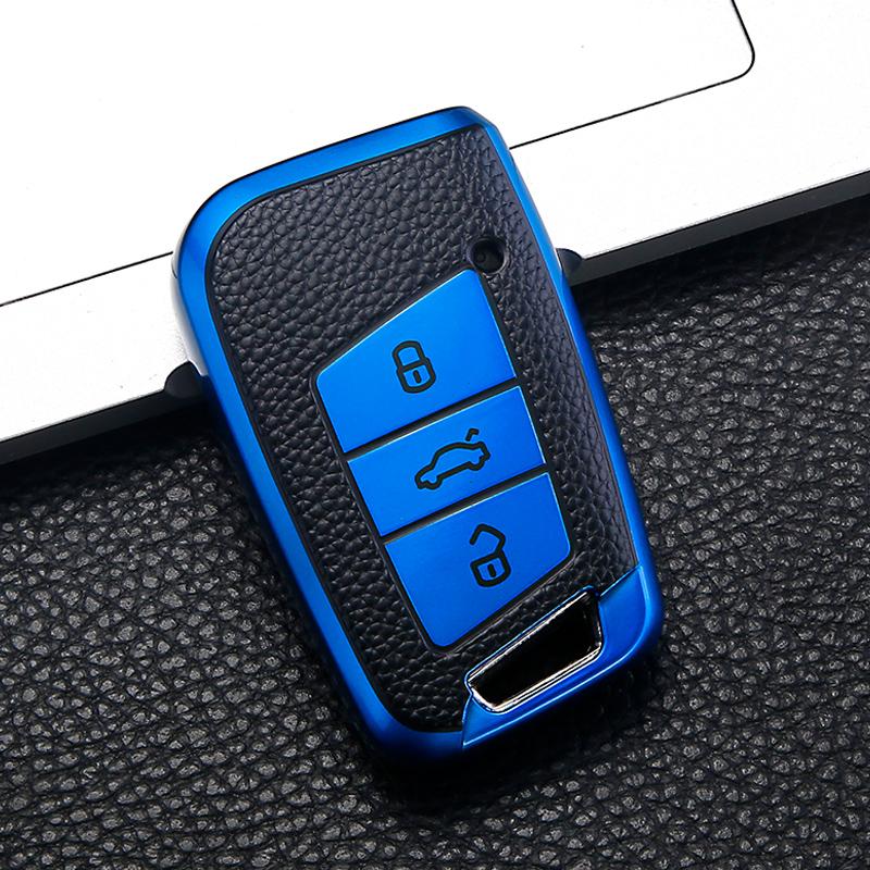 Leather Style Car Remote Key Case Cover Shell For Volkswagen VW Tiguan MK2 Magotan Passat B8 CC For Skoda Superb A7 Accessories