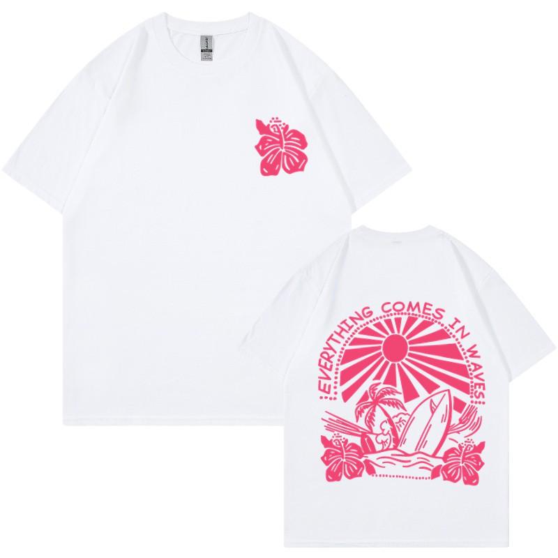 Unisex Cotton Short Sleeve T-Shirt With Letter Print Round Neck Loose Fit Casual Top