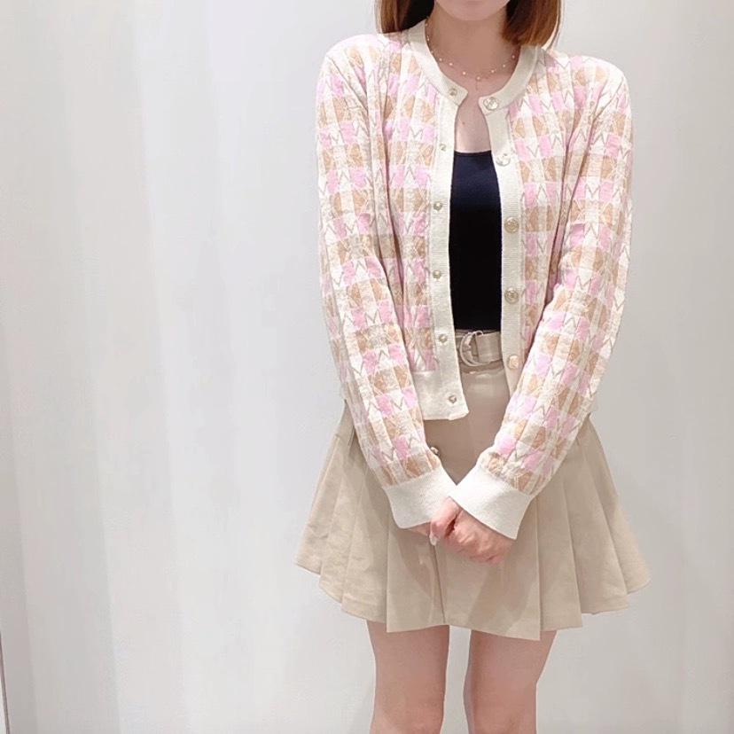 M Brand Early Autumn Diamond Pattern Knit Cardigan - Sweet Temperament Long Sleeve Design