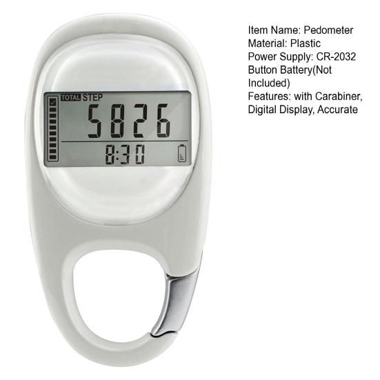 3D Шагомер с карабином Цифровой дисплей Точный счетчик шагов при ходьбе Трекер расстояния Мужчины Женщины Дети Пожилые люди Память на 7 дней Счетчик калорий