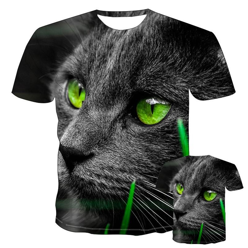 Новая летняя модная крутая футболка для мужчин/девочек, детская, с 3D-принтом в виде милого животного или кошки, спортивная, дышащая, легкая, для фитнеса, спортивная футболка