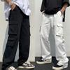 Men Casual Pants No Fading Daily Wear Anti-pilling Multi-pocket Straight Leg Work Casual Pants Daily Life