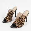 Summer Women's Sexy Leopard Print Women Slippers V-Strap Shallow Peep Toe Thin High Heels Sandal  Party Banquet Shoes