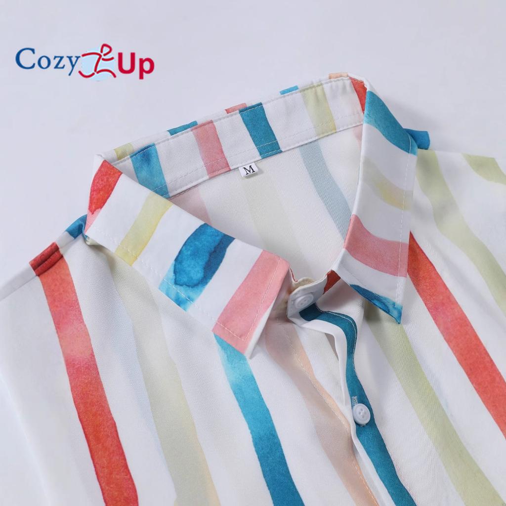 Повседневная мужская рубашка с коротким рукавом в полоску с акварельным принтом, мужская рубашка, лето 2025 г.