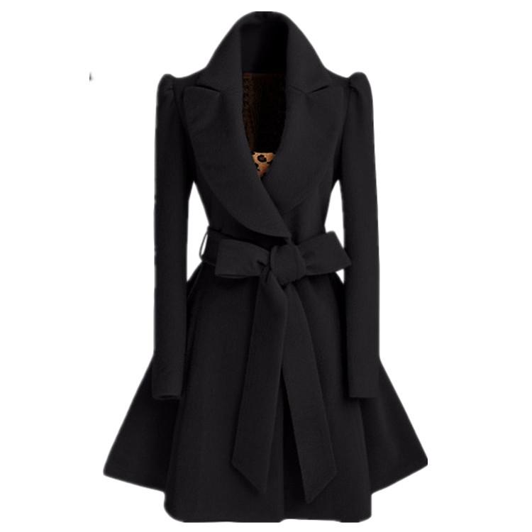 Осенне-зимнее женское шерстяное пальто средней длины в корейском стиле, тонкое шерстяное пальто