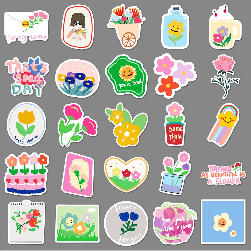 50 раскрашенных вручную мультфильмов с цветочными граффити, оригинальные чехлы для телефонов Guka, креативные DIY, наклейки на чемодан, водонепроницаемые