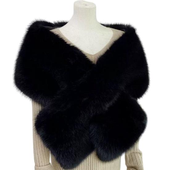 Multi-functional Winter Scarf Women's Faux Fur Shawl, Plush Collar Wrap, Soft Solid Color Breathable Casual Daily Accessory Colder Warm Wrap