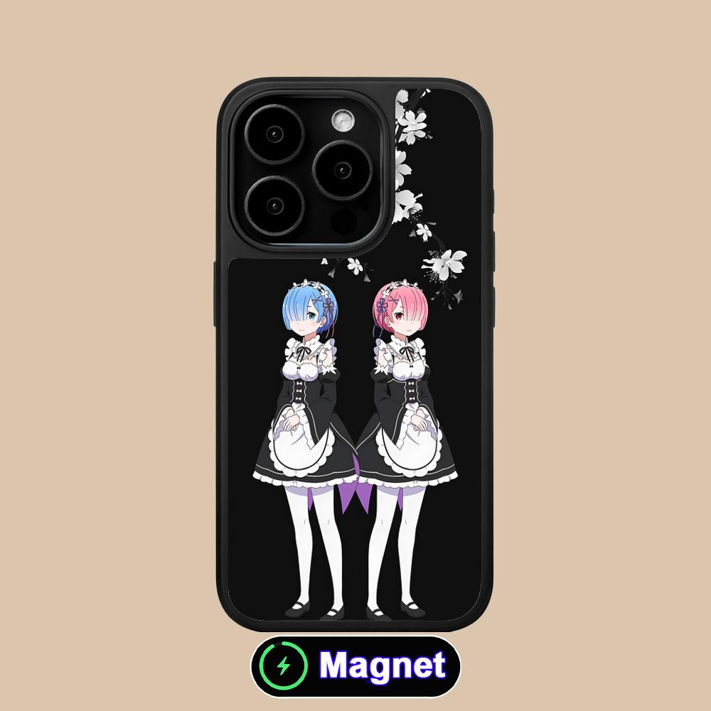 Чехол для мобильного телефона ReZero Rem Ram с матовой поверхностью и поддержкой MagSafe для iPhone 17 16 15 14 13 12 11 Air Pro Max Plus Цветная крышка