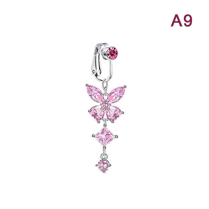 Искусственная бабочка для живота, поддельный пирсинг живота, клипса на пупок, поддельный пирсинг