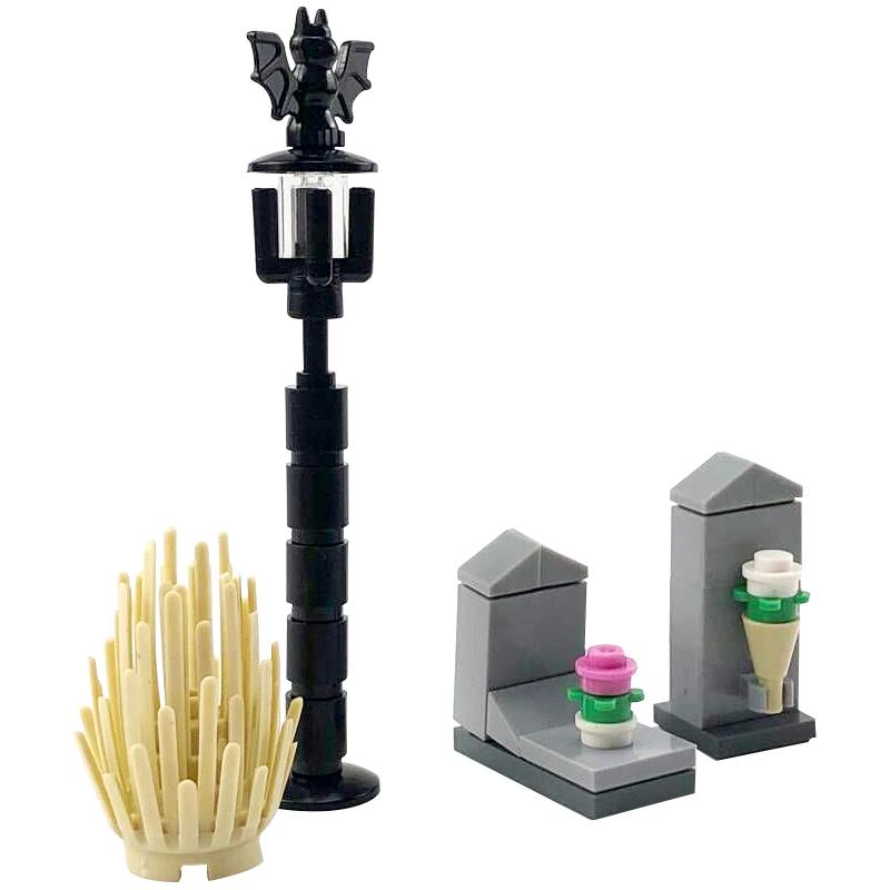 Нетоксичный Moc Креативный Ужас Хэллоуин Могила Кладбище Пауки Строительные Блоки Кирпичики Образовательные Игрушки Для Детей Сборка Деталей Блоков