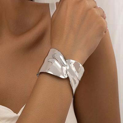 Минималистичный Элегантный Золотой Цвет Геометрия Браслет-Манжета для Женщин Ювелирные Изделия Мода Необычные Широкие Металлические Регулируемые Браслеты