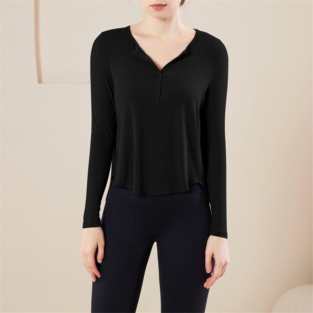 Свободная футболка для фитнеса и йоги с длинным рукавом, быстросохнущая накидка, новинка осени, универсальный топ с нитью для спортивного фитнес-костюма для женщин