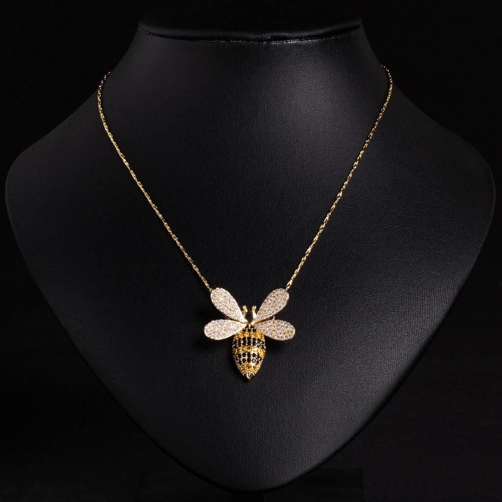 Cross-Border Bee Jewelry Set: Elegant 14K Gold Necklace & Earrings