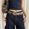Gothic Rivet Waist Belt Punk Style Women's Waist Belt Fashion Leopard Print Belt  Streetwear